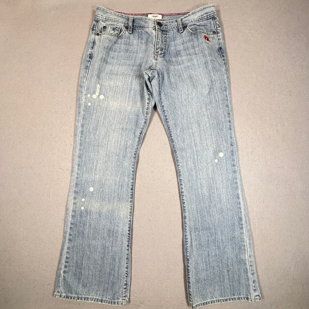 Y2K‎ Old Navy Vintage 2006 Paint Splatter Bootcut Jeans 10 Low Rise Flower Patch